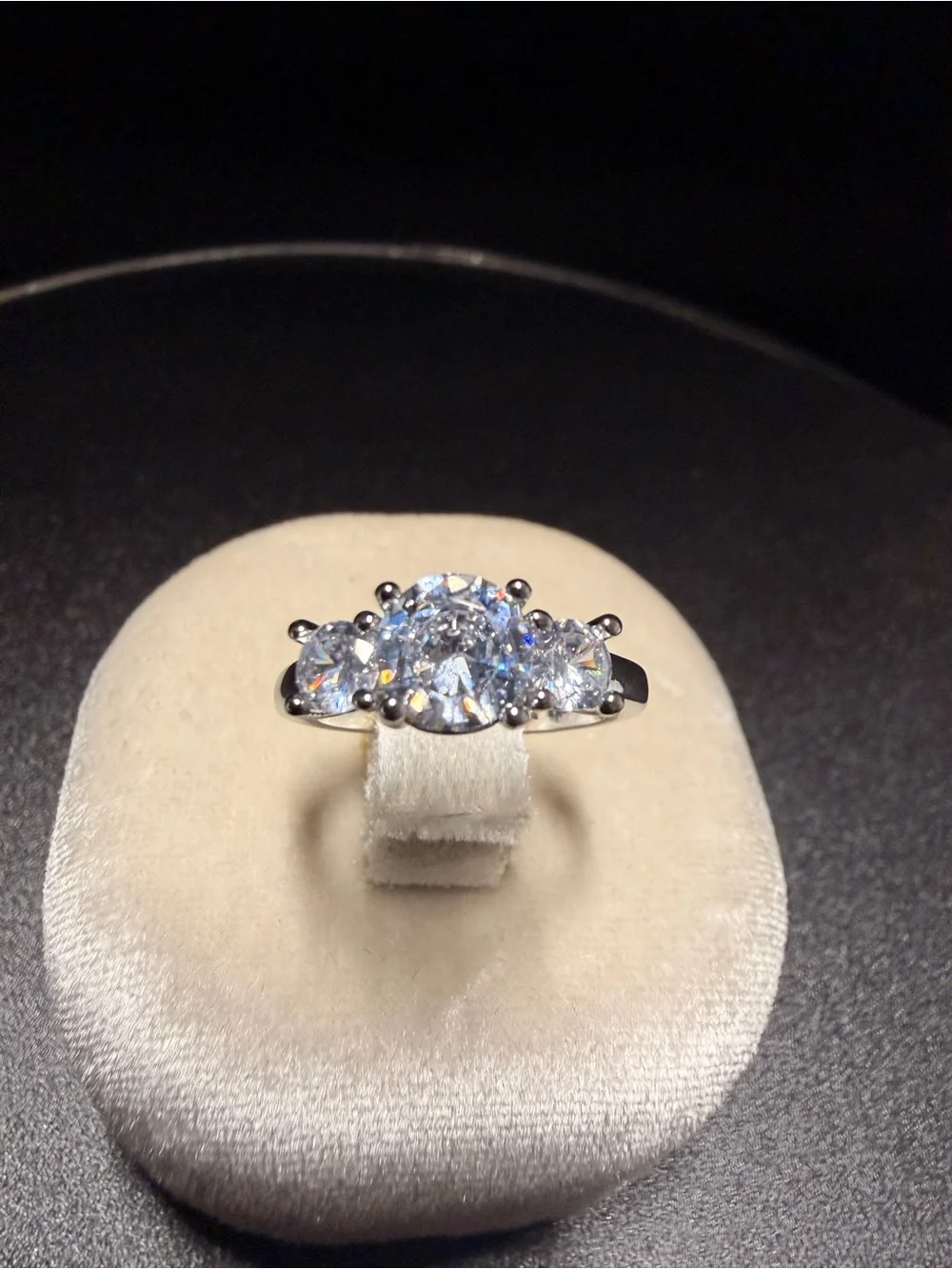 1CT Oval Moissanite Three-Stone Ring | Size 6